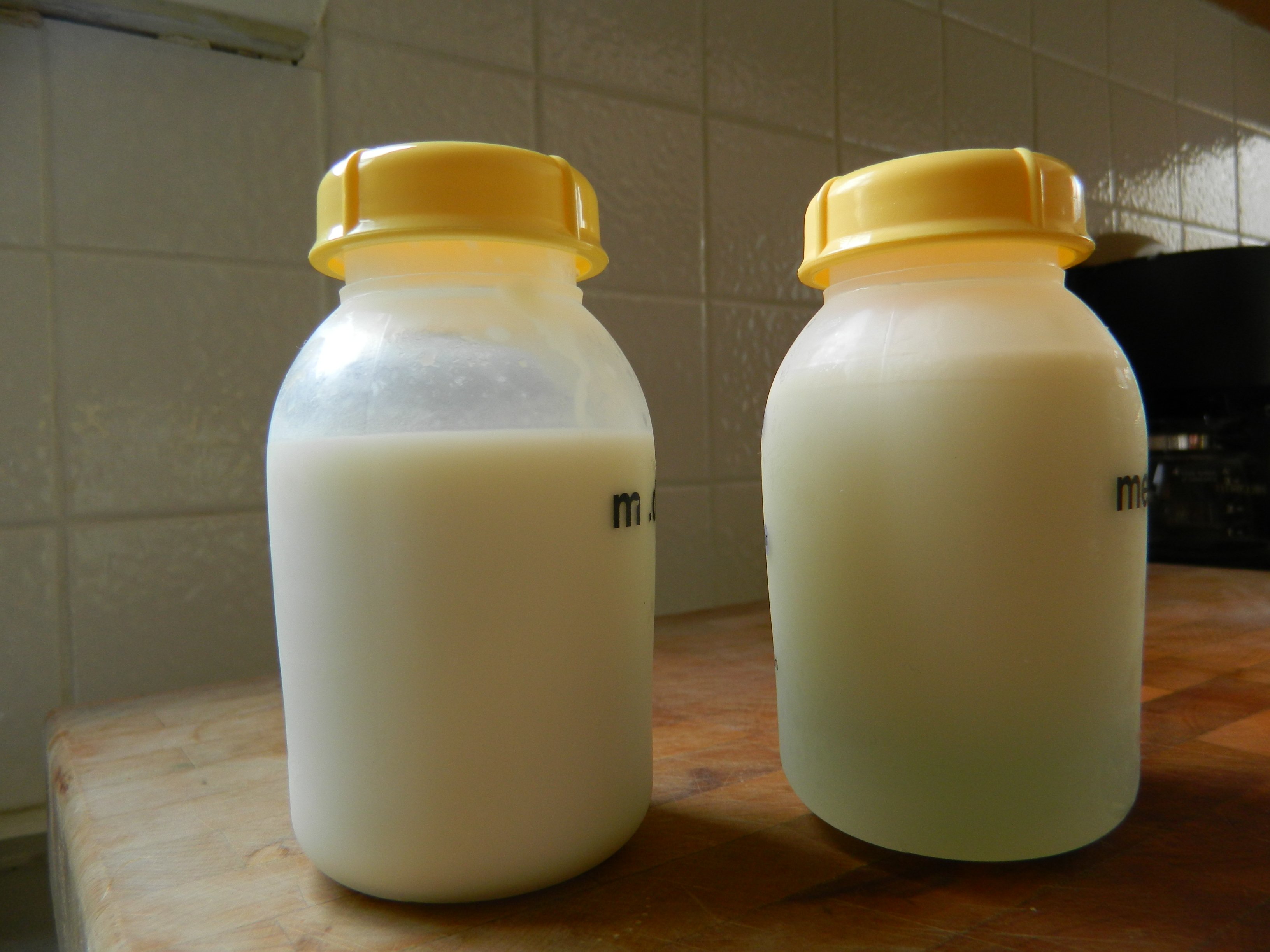 breast milk in breast milk storage bottles